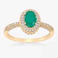Womens 1/3 CT. T.W. Genuine Green Emerald 10K Gold Cocktail Ring