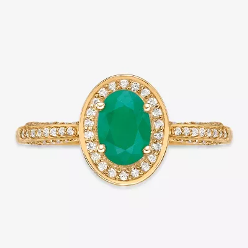 Womens 1/3 CT. T.W. Genuine Green Emerald 10K Gold Cocktail Ring