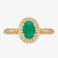 Womens 1/3 CT. T.W. Genuine Green Emerald 10K Gold Cocktail Ring