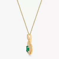 Womens 1/6 CT. T.W. Genuine Green Emerald 10K Gold 18 Inch Pendant Necklace