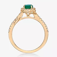 Womens 1/4 CT. T.W. Genuine Green Emerald 10K Gold Cocktail Ring
