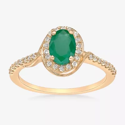 Womens 1/4 CT. T.W. Genuine Green Emerald 10K Gold Cocktail Ring