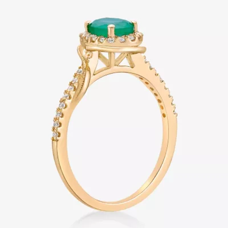 Womens 1/4 CT. T.W. Genuine Green Emerald 10K Gold Cocktail Ring