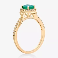 Womens 1/4 CT. T.W. Genuine Green Emerald 10K Gold Cocktail Ring