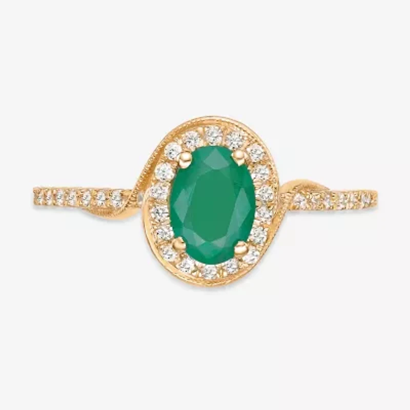 Womens 1/4 CT. T.W. Genuine Green Emerald 10K Gold Cocktail Ring