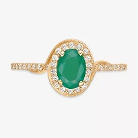Womens 1/4 CT. T.W. Genuine Green Emerald 10K Gold Cocktail Ring