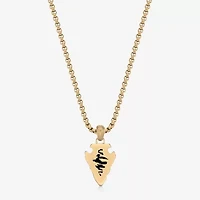 Mens Black Agate Stainless Steel Arrow 24 Inch Pendant Necklace