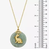 Rabbit Womens Genuine Green Jade 18K Gold Over Silver 18 Inch Pendant Necklace