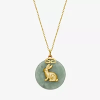 Rabbit Womens Genuine Green Jade 18K Gold Over Silver 18 Inch Pendant Necklace