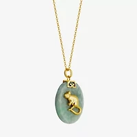 Rat Womens Genuine Green Jade 18K Gold Over Silver 18 Inch Pendant Necklace