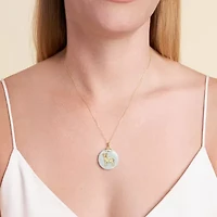 Goat Womens Genuine Green Jade 18K Gold Over Silver 18 Inch Pendant Necklace