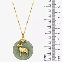 Goat Womens Genuine Green Jade 18K Gold Over Silver 18 Inch Pendant Necklace