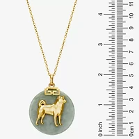 Dog Womens Genuine Green Jade 18K Gold Over Silver 18 Inch Pendant Necklace