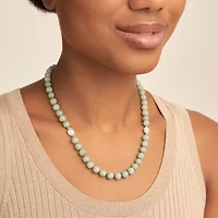 Womens Green Jade 18K Gold Over Silver 20 Inch Beaded Necklace