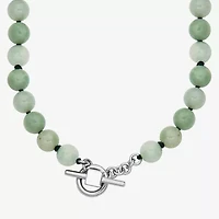 Womens Green Jade 18K Gold Over Silver 20 Inch Beaded Necklace
