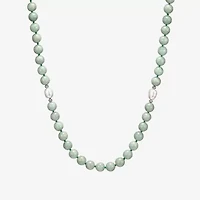 Womens Green Jade 18K Gold Over Silver 20 Inch Beaded Necklace