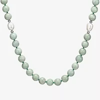 Womens Green Jade 18K Gold Over Silver 20 Inch Beaded Necklace