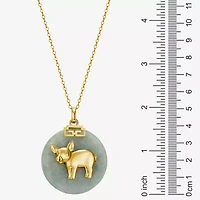 Pig Womens Genuine Green Jade 18K Gold Over Silver 18 Inch Pendant Necklace