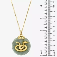 Snake Womens Genuine Green Jade 18K Gold Over Silver 18 Inch Pendant Necklace