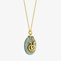 Snake Womens Genuine Green Jade 18K Gold Over Silver 18 Inch Pendant Necklace