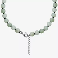 Womens Green Jade Sterling Silver 18 Inch Beaded Necklace