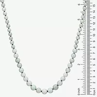 Womens Green Jade Sterling Silver 18 Inch Beaded Necklace