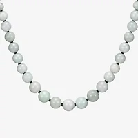 Womens Green Jade Sterling Silver 18 Inch Beaded Necklace