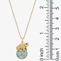 Frog Womens Genuine Green Jade 18K Gold Over Silver 18 Inch Pendant Necklace