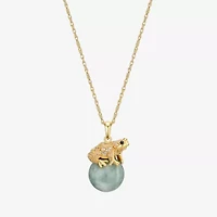 Frog Womens Genuine Green Jade 18K Gold Over Silver 18 Inch Pendant Necklace