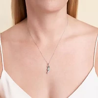 Fox Womens Genuine Green Jade Sterling Silver 18 Inch Pendant Necklace