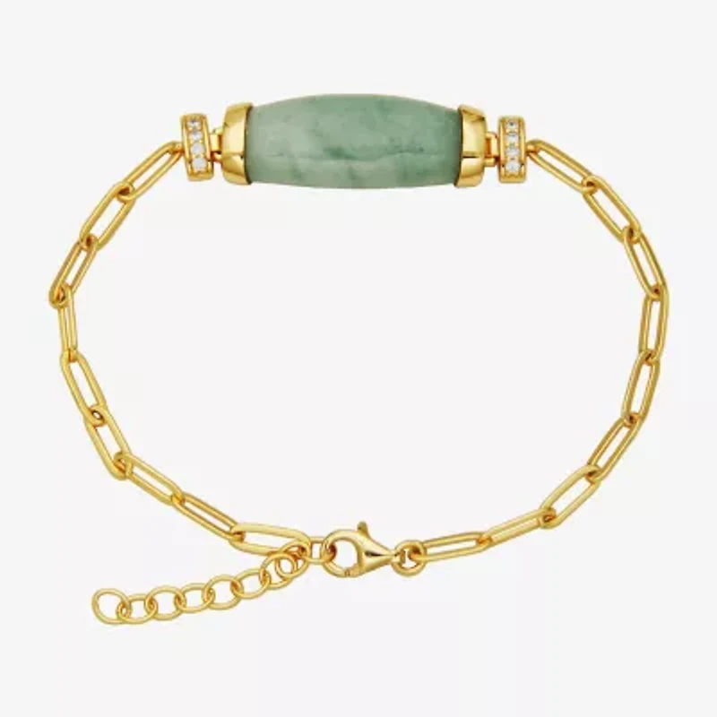 Womens 18K Gold Over Silver 7.25 Inch Solid Cable Chain Bracelet