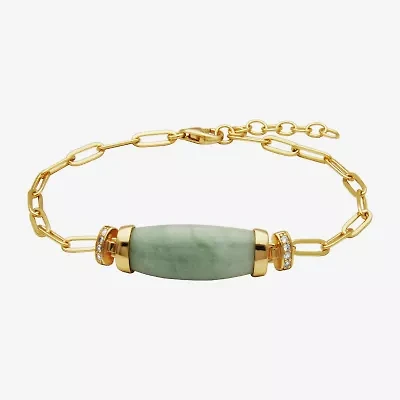 Womens 18K Gold Over Silver 7.25 Inch Solid Cable Chain Bracelet