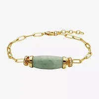 Womens 18K Gold Over Silver 7.25 Inch Solid Cable Chain Bracelet