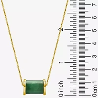 Barrel Womens Genuine Green Jade 18K Gold Over Silver 18 Inch Pendant Necklace