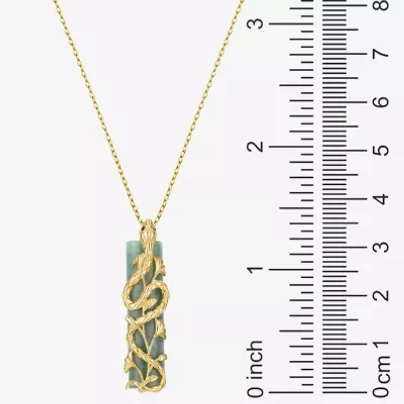 Snake Womens Genuine Green Jade 18K Gold Over Silver 18 Inch Pendant Necklace