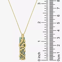 Snake Womens Genuine Green Jade 18K Gold Over Silver 18 Inch Pendant Necklace