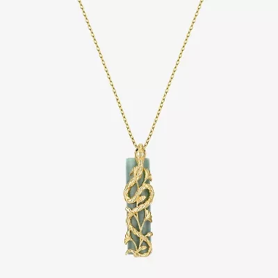 Snake Womens Genuine Green Jade 18K Gold Over Silver 18 Inch Pendant Necklace