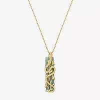 Snake Womens Genuine Green Jade 18K Gold Over Silver 18 Inch Pendant Necklace