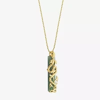 Snake Womens Genuine Green Jade 18K Gold Over Silver 18 Inch Pendant Necklace