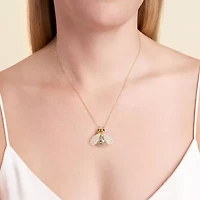 Bee Womens Genuine Green Jade 18K Gold Over Silver 18 Inch Pendant Necklace