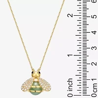 Bee Womens Genuine Green Jade 18K Gold Over Silver 18 Inch Pendant Necklace