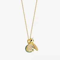 Bee Womens Genuine Green Jade 18K Gold Over Silver 18 Inch Pendant Necklace