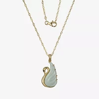 Womens Genuine Green Jade 18K Gold Over Silver 18 Inch Pendant Necklace