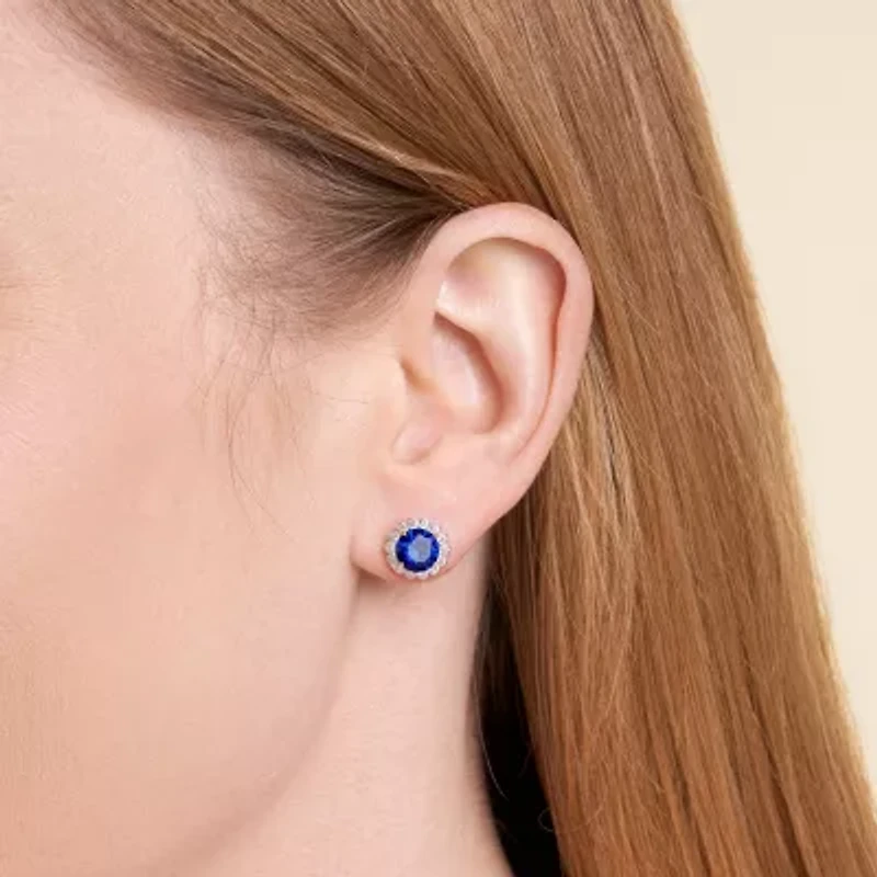 Gemstone Sterling Silver 10.3mm Flower Stud Earrings