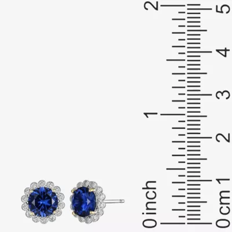 Gemstone Sterling Silver 10.3mm Flower Stud Earrings