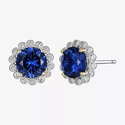 Gemstone Sterling Silver 10.3mm Flower Stud Earrings