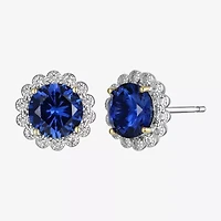 Gemstone Sterling Silver 10.3mm Flower Stud Earrings