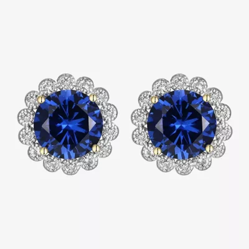 Gemstone Sterling Silver 10.3mm Flower Stud Earrings