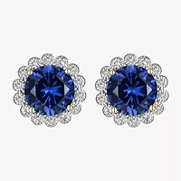 Gemstone Sterling Silver 10.3mm Flower Stud Earrings