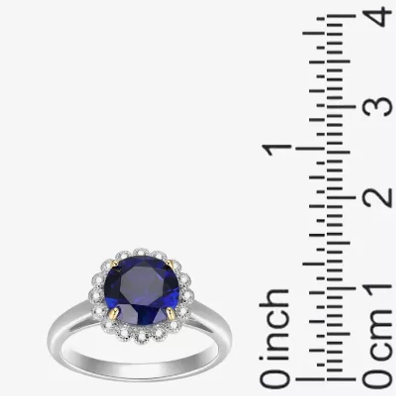 Womens Gemstone Sterling Silver Flower Halo Cocktail Ring